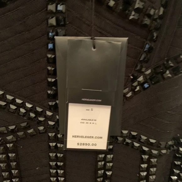 💕herve Leger Jadelyn Black Beaded Fringe Cocktail Dress. - Picture 6 of 10